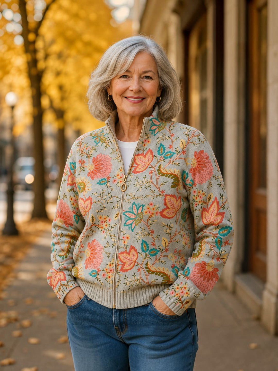 Petra | Cardigan con Stampa Floreale da Giardino