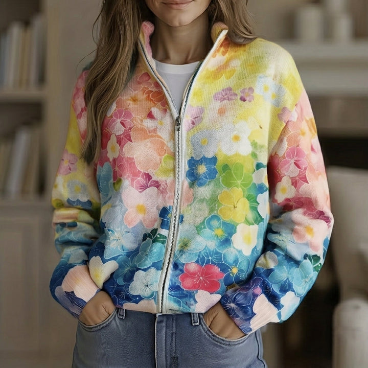 Ursula | Cardigan con Stampa Floreale Acquerellata