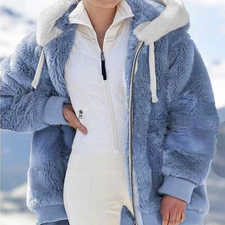 Serena | Giacca Teddy Color Block con Cappuccio e Zip